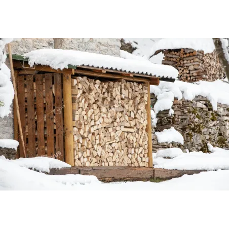 Calore d'Inverno: Legnaia sotto la Neve